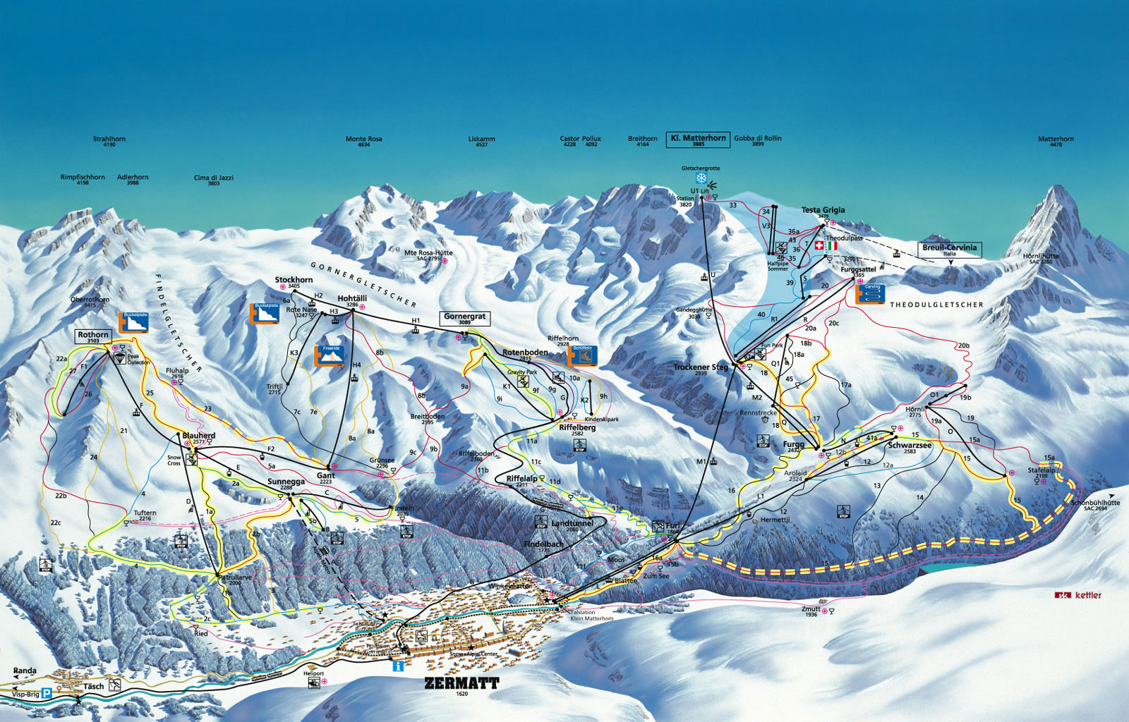 Карта горнолыжных трасс Церматта